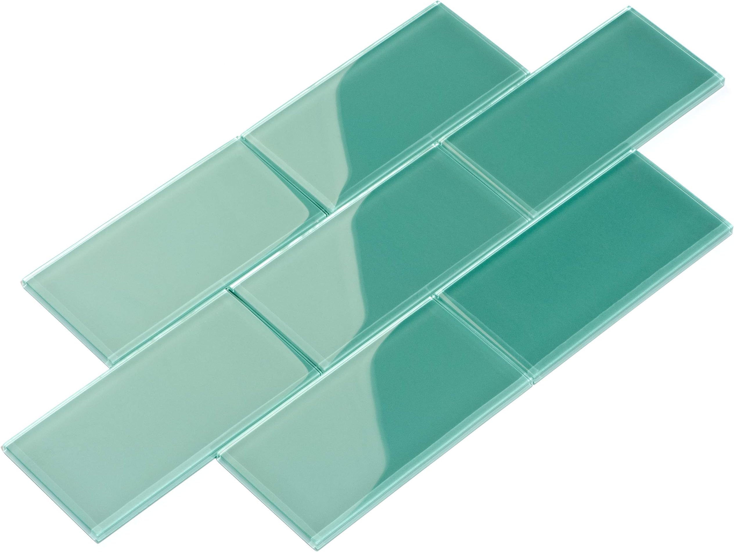 Giorbello Glass Subway Backsplash Tile, 3 x 6, Teal