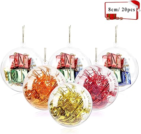 Decorazioni Natalizie Palline Trasparenti.Jangostor 20 Pcs Palle Di Natale Trasparenti 80 Mm Palle Di Ornamenti Natalizi Decorazioni Di Natale Riempibili In Plastica Fai Da Te Palle Di Albero Palline Artigianali Palla Trasparente Amazon It Casa E