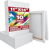 Stretched Canvas for Painting,10Pack 11X14 Inch Stretched White Blank Canvas,8 Oz Triple Primed 5/8" Profile Stretched Canvases,100% Cotton,Canvas for Painting, for Acrylics, Oils