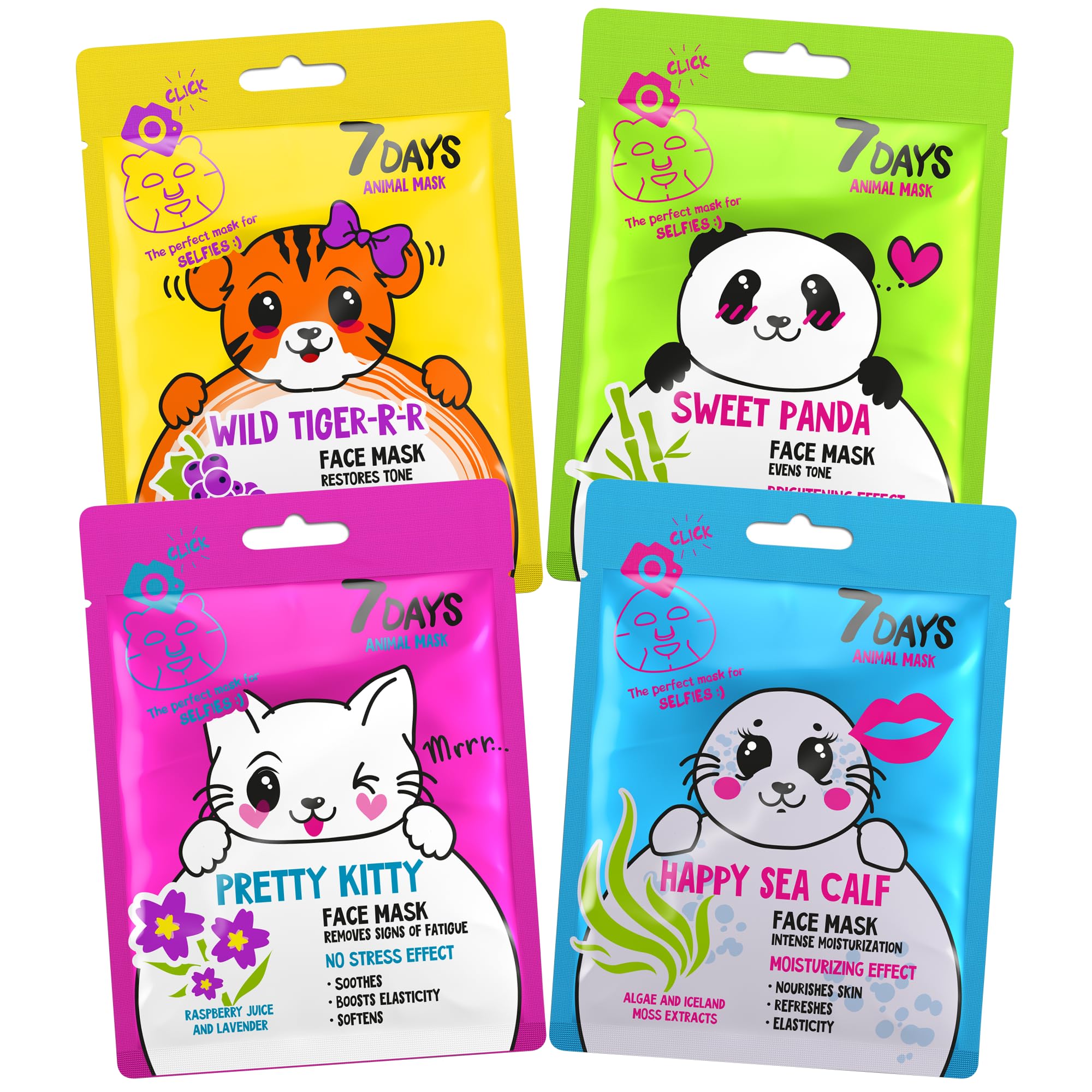 7Days Hydrating Face Sheet Masks | Natural Biodegradable Sheet Masks for Beauty & Skincare | Perfect Pamper Gifts for Women & Teenage Girls