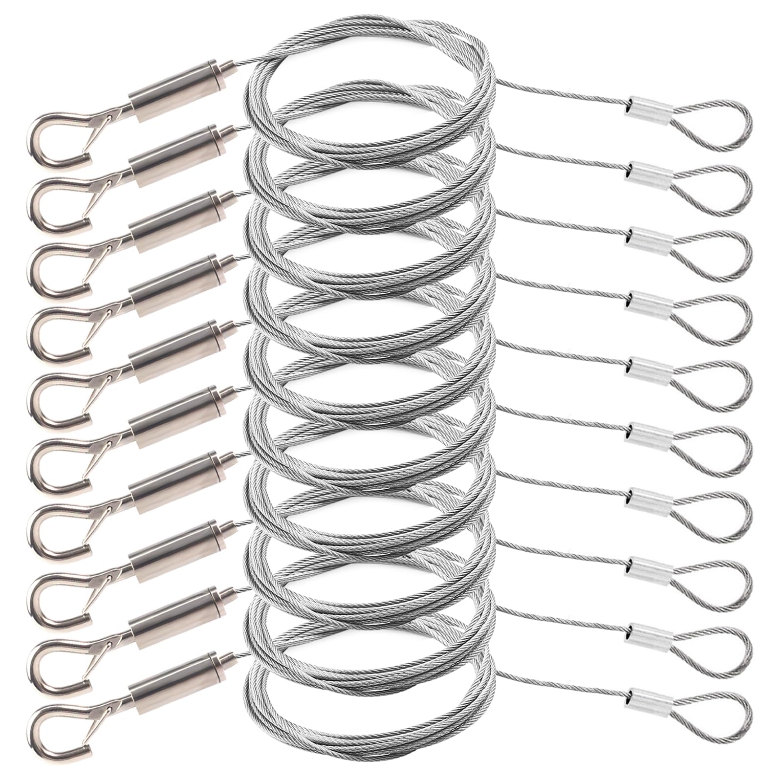 Photo 1 of 10 Pack Adjustable Picture Hanging Kit - 6.6FT Heavy Duty Stainless Steel Wire Frame & Mirror Hanging Wire for Pictures, Frames, Mirrors, Billboards, Baskets, Flowerpots - Supports Up to 66lbs