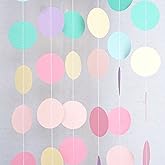 Chloe Elizabeth Circle Dots Paper Party Garland Streamer Backdrop (10 Feet Long) - Rainbow Pastel
