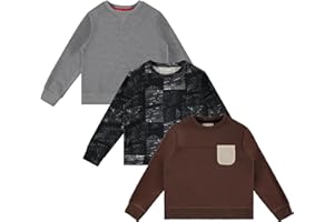 STITCH & STONE Boys 3 Pack Tops Fun and Trendy Fleece Sweatshirts for Boys