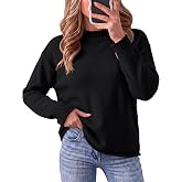 LOMON Womens Sweater Oversized Long Sleeve Tops Mock Neck Fall Winter Cloth | Ribbled Roll Neck Warm Chunky Sweater Soft&amp;Cozy Oversized &amp; Loose Fit Roll Cuffs&amp;Hem Breathable