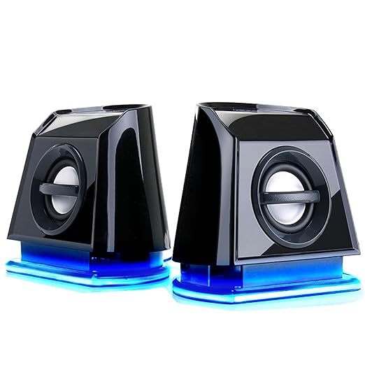 title=GOgroove Gaming Altoparlanti Stereo Multimediali con Luci LED Blu , BASSI