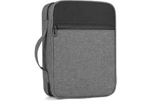 GERMUN Bible Cover with Durable Handle, Carrying Book Case Church Bag Bible, Protective with Zippered Pocket, Bible Study Accessories Supplies, Book Protector for Book Lovers, GreyBlack