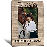 WTOGQ Horse Memorial Gift Picture Frame, Horse Gifts for Lover Women Men, Memorial Photo Frame 4X6, You Left Your Hoof Prints Forever on My Heart Wooden Photo Picture Frames for Desk Tabletop Decor