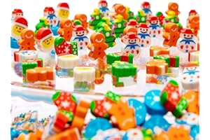RONDURE 300 PCS Mini Christmas Erasers for Kids Bulk, Assorted Christmas Erasers for Classroom Rewards, Holiday Party Favors