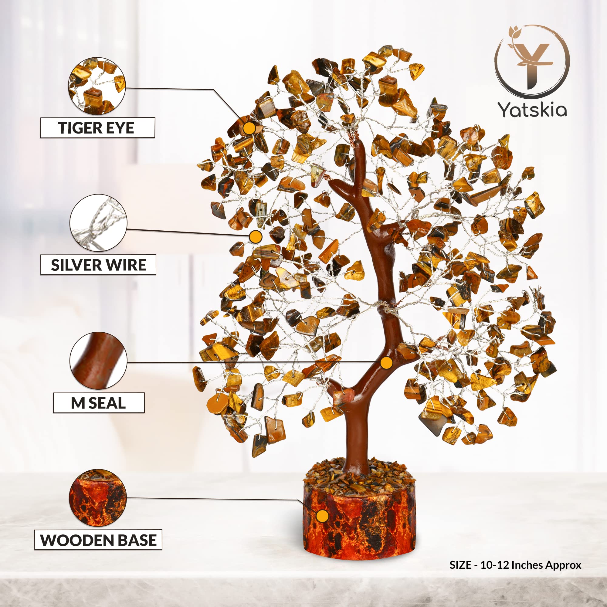 YATSKIA Tiger Eye Crystal Tree - Tree of Life