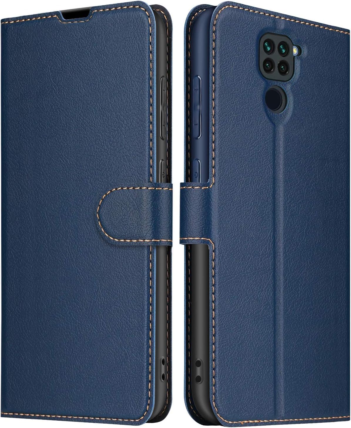 ELESNOW Phone Case for Xiaomi Redmi Note 9, Flip Wallet PU Leather Card Holder with RFID Blocking Magnetic Closure Stand Cover for Xiaomi Redmi Note 9 (Blue)