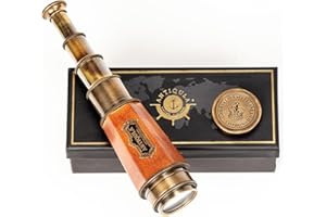 Antiqula Vintage Ship 20 Inches Hexagonal Taper Brass Telescope Powerful 20X Clear Vision Lens For Marine Sailor - Easy To Use, Trekking “Coronation Of Elizabeth Ii” Maritime Designer Nautical Replica