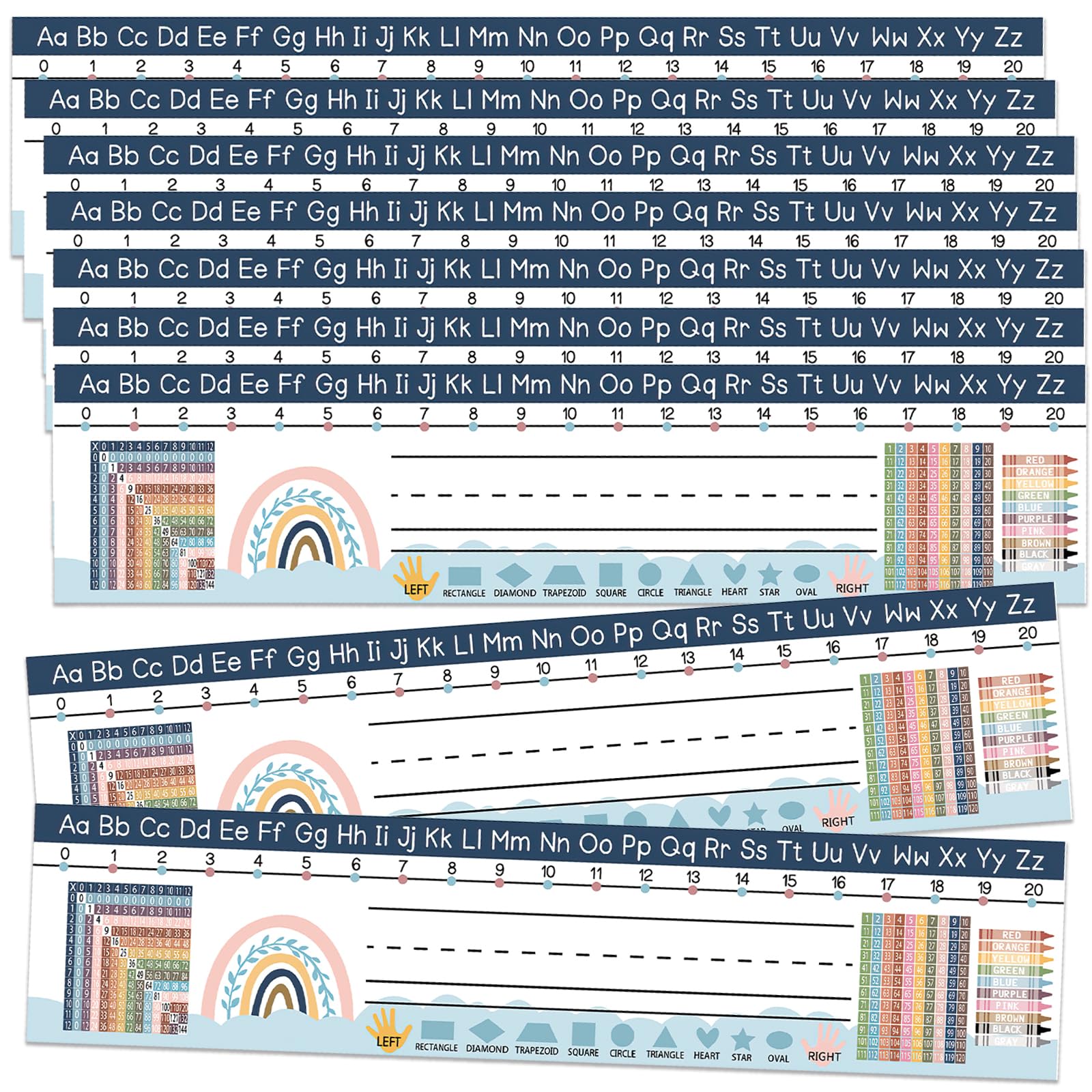 NAESM 30 Pcs Vintage Teacher/Student Desk Name Plates for Classroom, Kindergarten, Number Lines, Name Tags