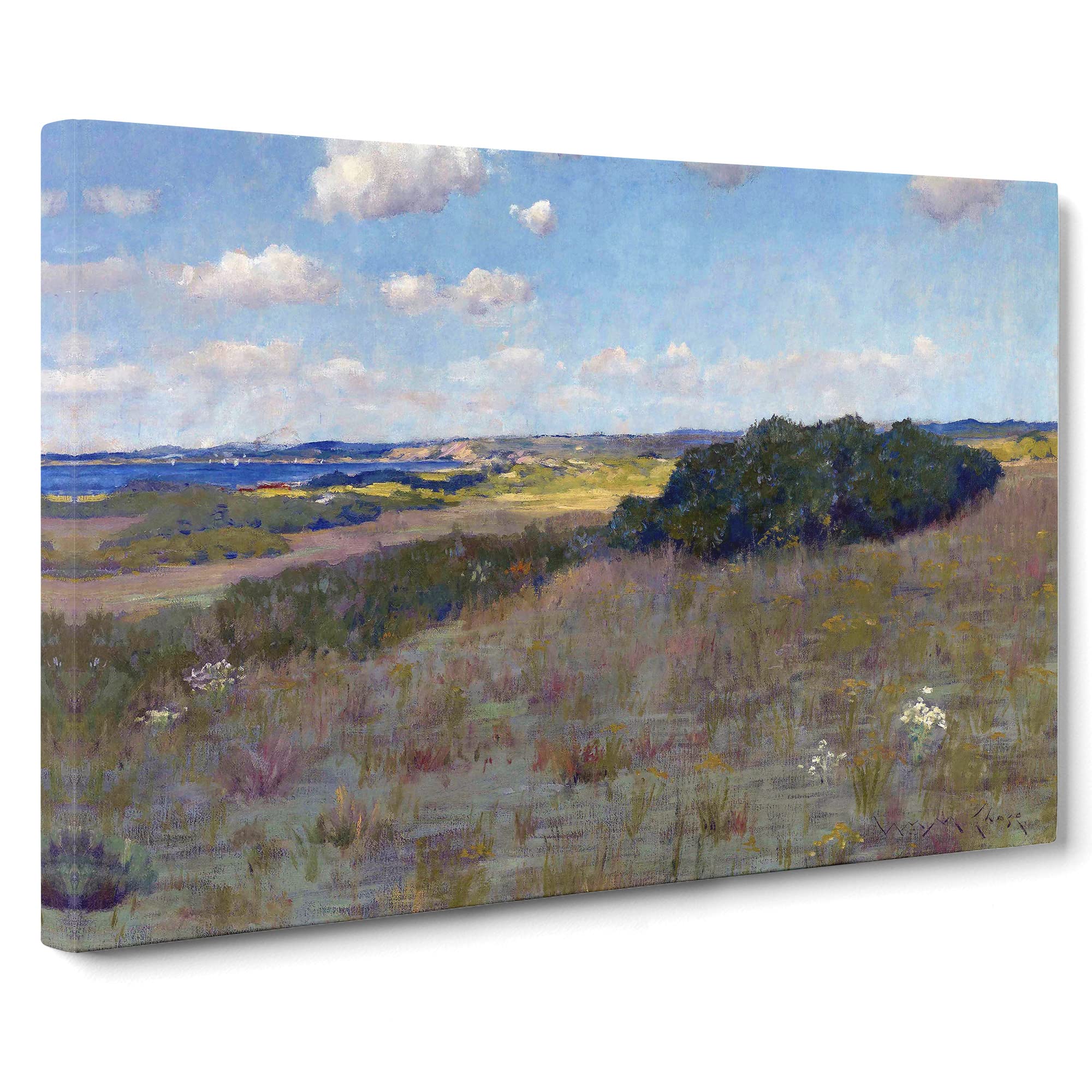 William Merritt Chase Sunlight and Shadow Shinnecock Hills Canvas Print | Gallery Wrapped 30mm Frame Wall Art | 20x14 inches | Ready to Hang | Modern Landscape Picture | Living Room Lounge Office