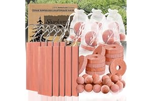 Cedar Blocks for Clothes Storage 55 Pack, 100% Natural Aromatic Cedar Chips and Cedar Wood Balls for Closets & Drawers Freshe