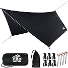 Pro Venture WATERPROOF HAMMOCK RAIN FLY - Portable Large Rain Tarp - Premium Lightweight Ripstop Nylon - Fast Set Up - No Instructions Needed - Hammock Camping Essential! 12FT x 9FT HEX Shape.