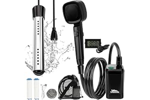 YIMSERK 6000mAh Portable Shower for Camping with 2000W Immersion Water Heater – Rechargeable Camp Shower Pump, 4-Mode Filtered Head, LED Display, Outdoor Camping Shower Kit for Travel, Pets & Car Washing