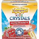 Emergen-C Kidz Crystals, On-the-Go Emergen-C Immune Support Supplement with Vitamin C, B Vitamins, Zinc and Manganese, Sparkly Strawberry, Stocking Stuffer - 56 Stick Packs