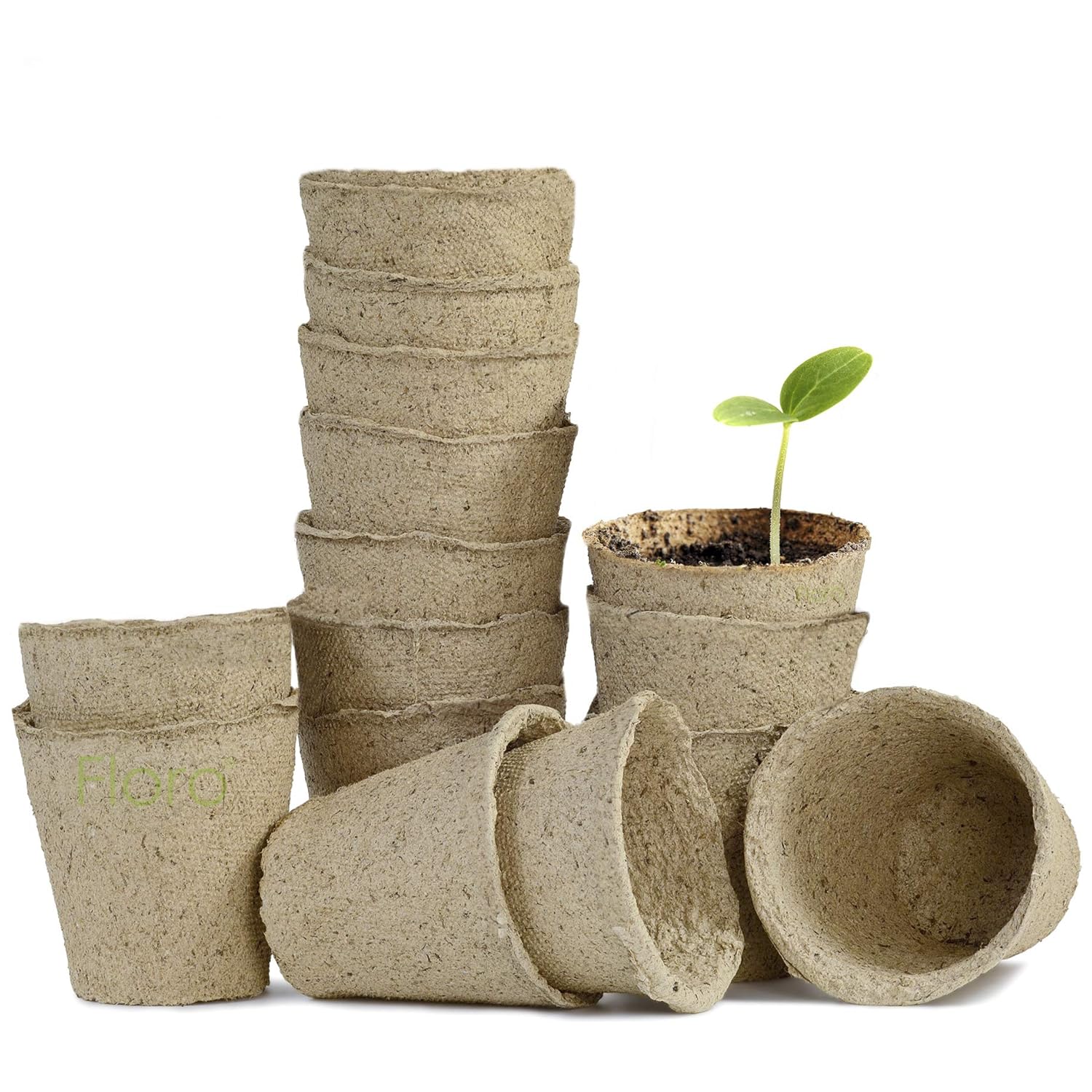 Seed Starter Peat Pots Kit 15 Pack of 4” Round, Biodegradable