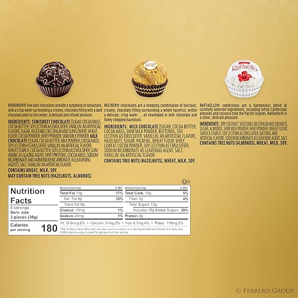 FERRERO COLLECTION GOURMET GIFT BOX, 12 ASSORTED CONFECTIONS WITH HAZELNUT, DARK CHOCOLATE AND COCONUT, 4.6 OZ