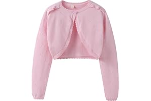 LIBREDGE Girls Long Sleeve Cardigan Kids Button Closure Knitted Bolero Shrug Girls Sweaters Tops
