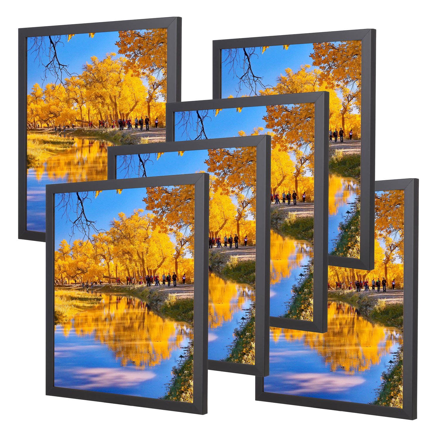 Homdox Modern 6 Pieces 12inch Wall Hanging Display Home Decor Picture Photo Frame Set-Black
