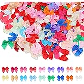 220PCS Mini Satin Ribbon Bows, Colorful Fabric Mini Bows for Crafts, Small Tiny Bow for Clothes Ornament, DIY Embellishments for Gifts, Party, Cakes, Treats