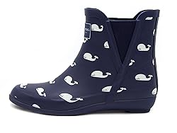 LONDON FOG Womens Piccadilly Rain Boot Navy Whales