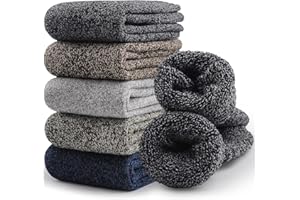 SIMIYA 5 Pairs Merino Wool Socks for Men, Thick Winter Wool Hiking Socks, Warm Breathable Crew Mens Socks