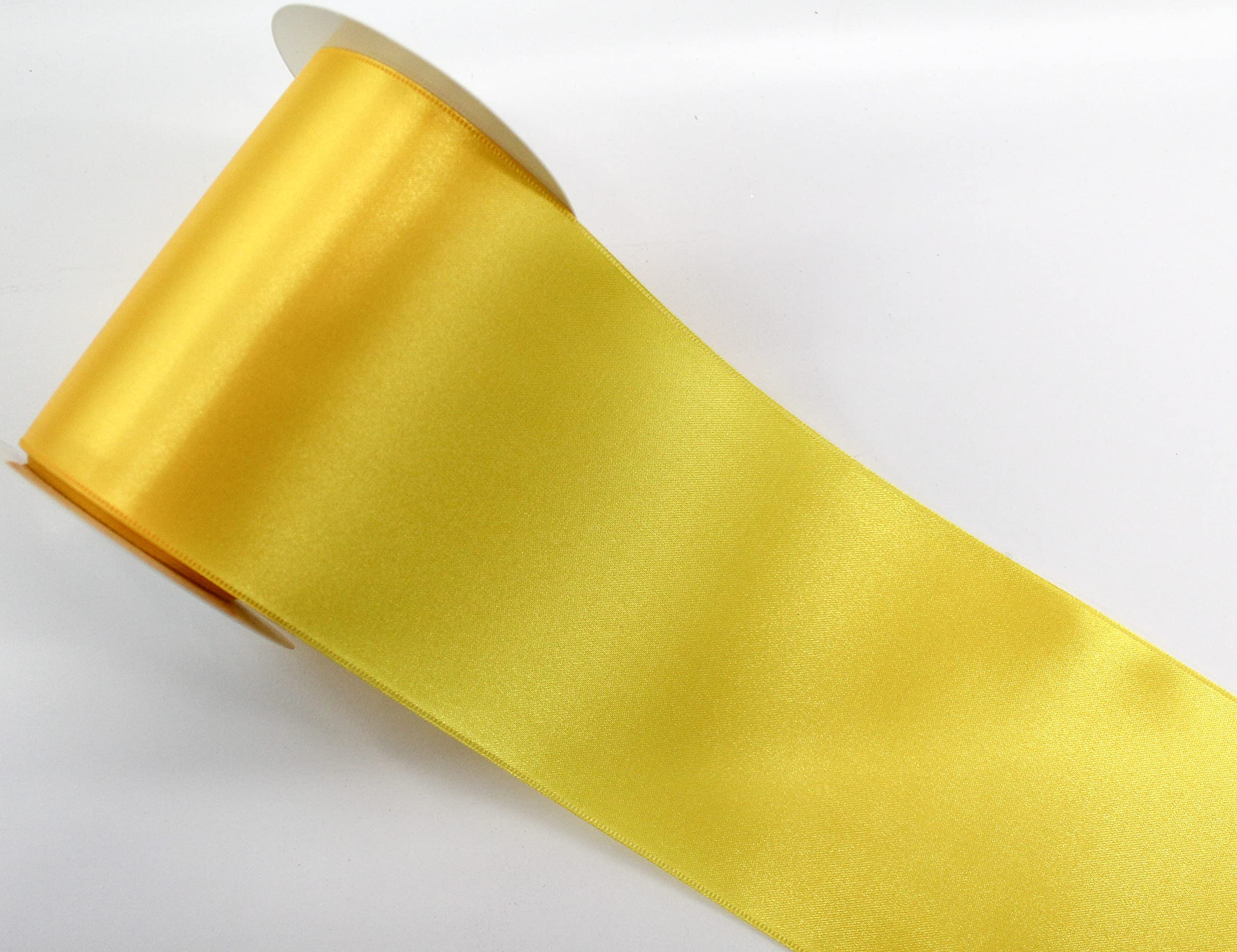 CaPiSo 10 m satin ribbon gift ribbon wide decorative ribbon decoration in 10 cm width (yellow)