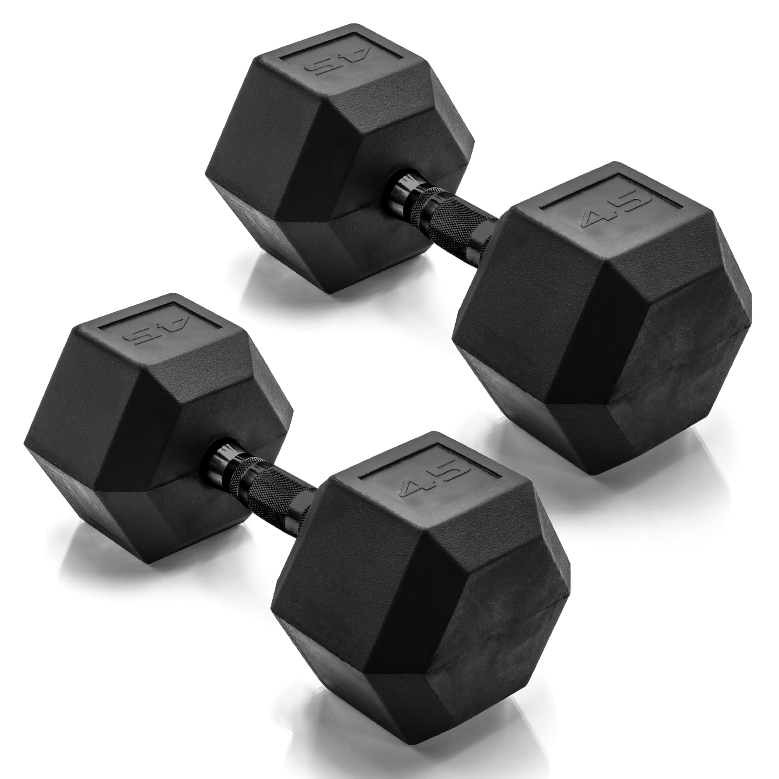 Photo 1 of ***Only One*** CAP Barbell 45 LB Rubber Coated Hex Dumbbell Hand Weight - Pair | Black Handle