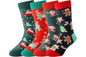 TOAMOUR 4 Pairs Christmas Socks for Kids, Christmas Gifts for Boy Girl, Fun Novelty Socks, Stocking Stuffers for Son Daughter