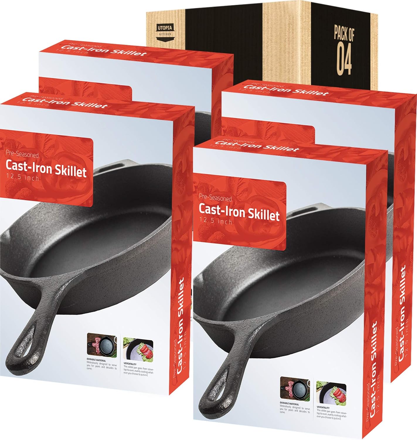 Pre-Seasoned Cast Iron Skillet - Utopia Kitchen (12.5 Inch): Kitchen & Dining