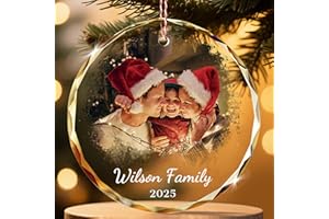 ALBK Personalized Crystal Christmas Ornaments with Photo - Custom Family Glass Christmas Ornament 2025, Perfect Keepsake Gift