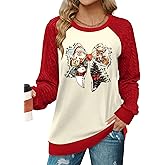 LHBNK Christmas Shirts for Women: Merry Christmas T-Shirt Xmas Buffalo Plaid Long Sleeve Casual Holiday Tops