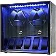 Oryx Watch Winder for 4/6/9 Automatic Watches, Rotating Watch Box 5 Rotation Modes Setting Display Case with Extra Watch Storages and LED Light, Lockable Winders USB Powered Super Quiet Mabuchi Motor