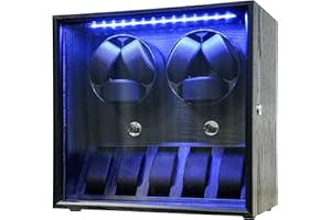 ORYX VISION Oryx Watch Winder for 4/6/9 Automatic Watches, Rotating Watch Box 5 Rotation Modes Setting Display Case with Extra Watch Storages and LED Light, Lockable Winders USB Powered Super Quiet Mabuchi Motor