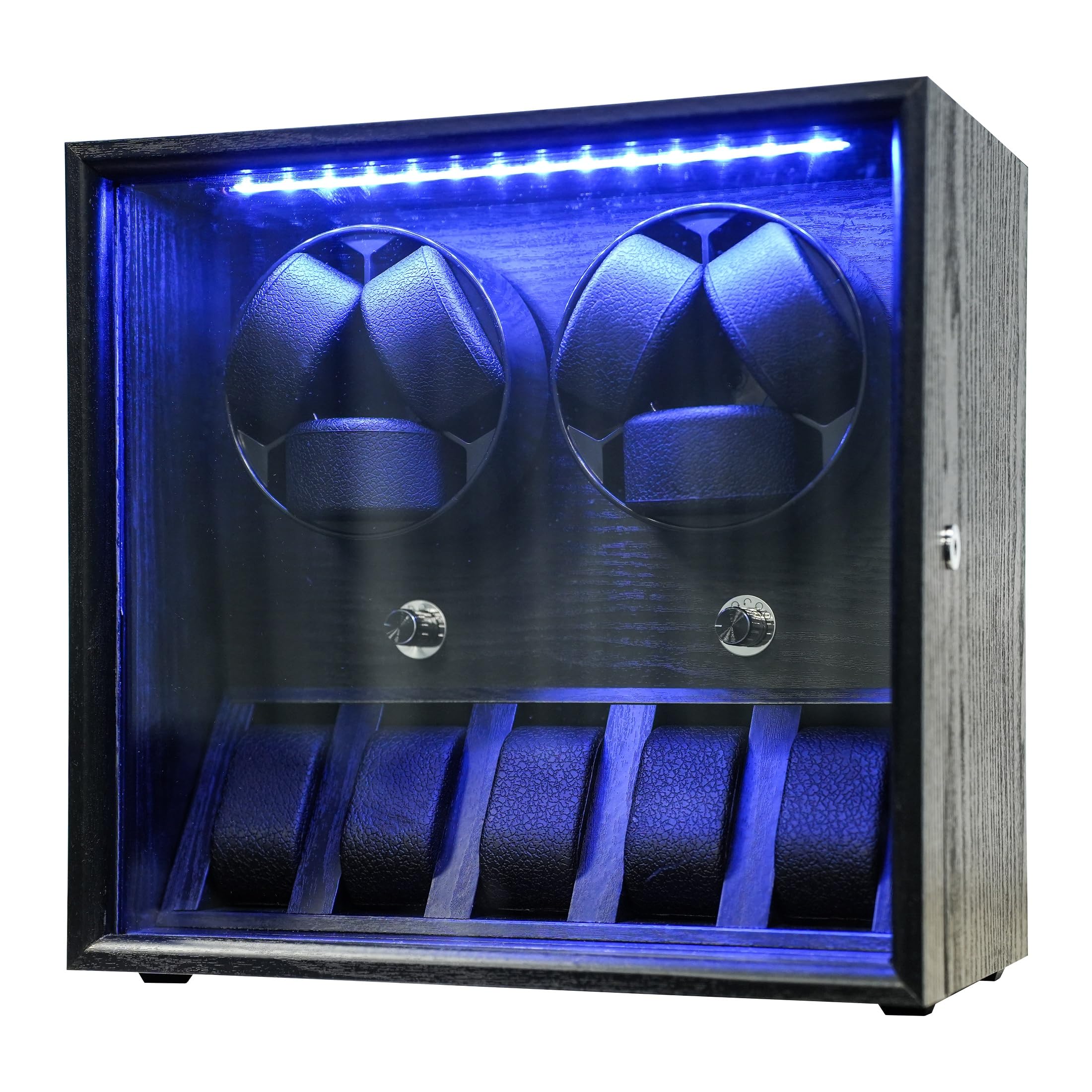 Photo 1 of *dirty item* Oryx 6 Watch Winder for Automatic Watches, Rotating Watch Box 5 Rotation Modes Setting Display Case with Extra Watches Storages and LED Light, Lockable Winders USB Powered Super Quiet Mabuchi Motor
