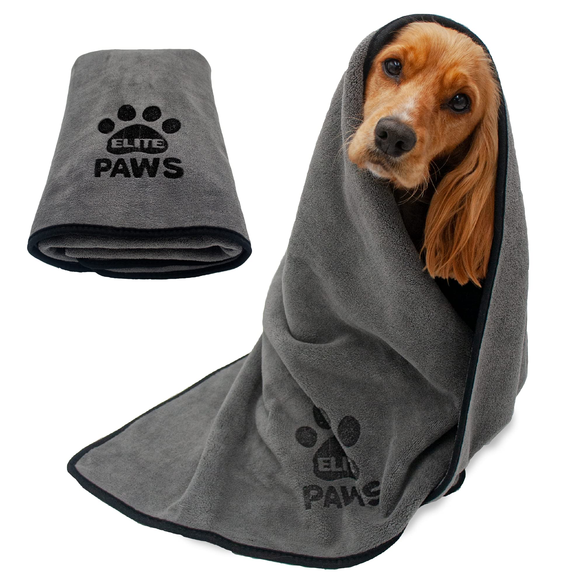 Elite Paws® UK: Ultra-Absorbent Luxury Dog Towel, Thicker Than Most, Super Soft Microfibre, Dries Pets Quickly, Large 140x70cm, Fast-Drying, Doubles as a Cozy Puppy Blanket, Machine Wash & Dry 1 Pack