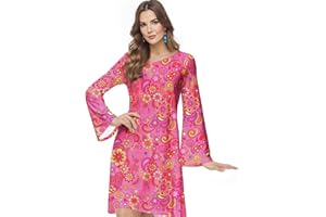 bopika 60s 70s Hippie Disco Dress Costume Women's Retro Disco Outfit Women Halloween Floral Dresses