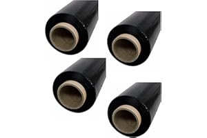 Prinko 18" x 1500ft x 80 Gauge Thick (20 Micron) Black Cast Pallet Stretch Wrap Film Pack of 4 Rolls, 1500' Per Roll, Total 6000' (4 Rolls)… (4)