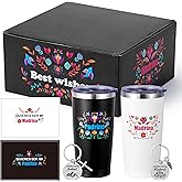 R HORSE Godparents Proposal Gift - Padrinos Madrina Proposal Gift 20oz Stainless Steel Insulated Tumbler Set with Keychain & Card, Christmas Baptism Birthday Gifts for Godmother Godfather In Spanish