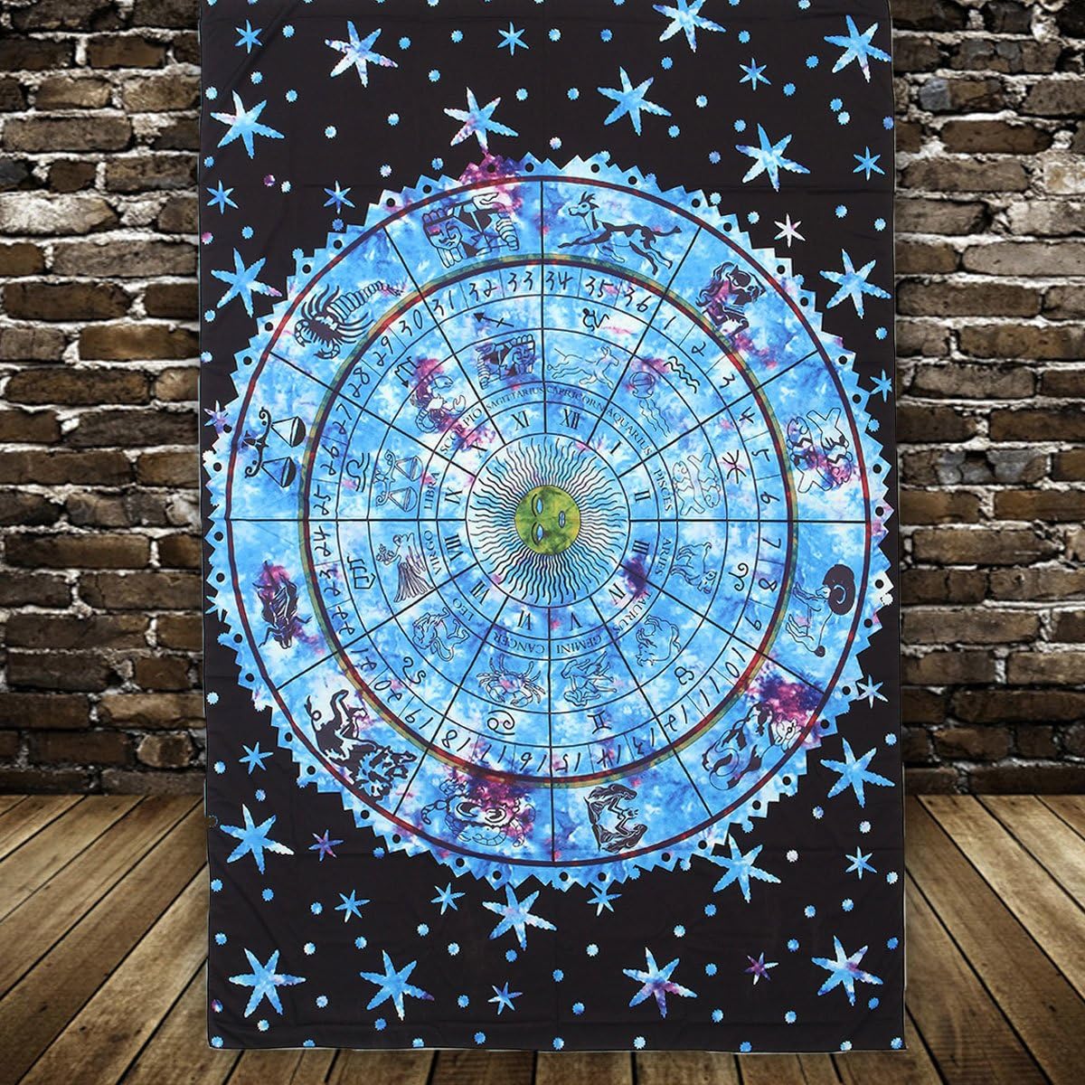 KCASA Indian Hippie Mandala Fashion Home Decor Twin Zodiac Astrology Theme Tapestry/Wall Hanging/Bedspread/Beach towel/Shawl (59'' x 78'')
