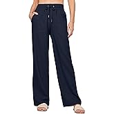 Willit Women Linen Pants Wide Leg Casual Palazzo Pants Cotton Linen Lounge Beach Summer Pants with Pockets 29"/31"/ 33"