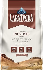 Blue Buffalo Carnivora Optimal Prey Nutrition High Protein, Grain Free Natural Adult Dry Dog Food, Prairie Blend 4lb