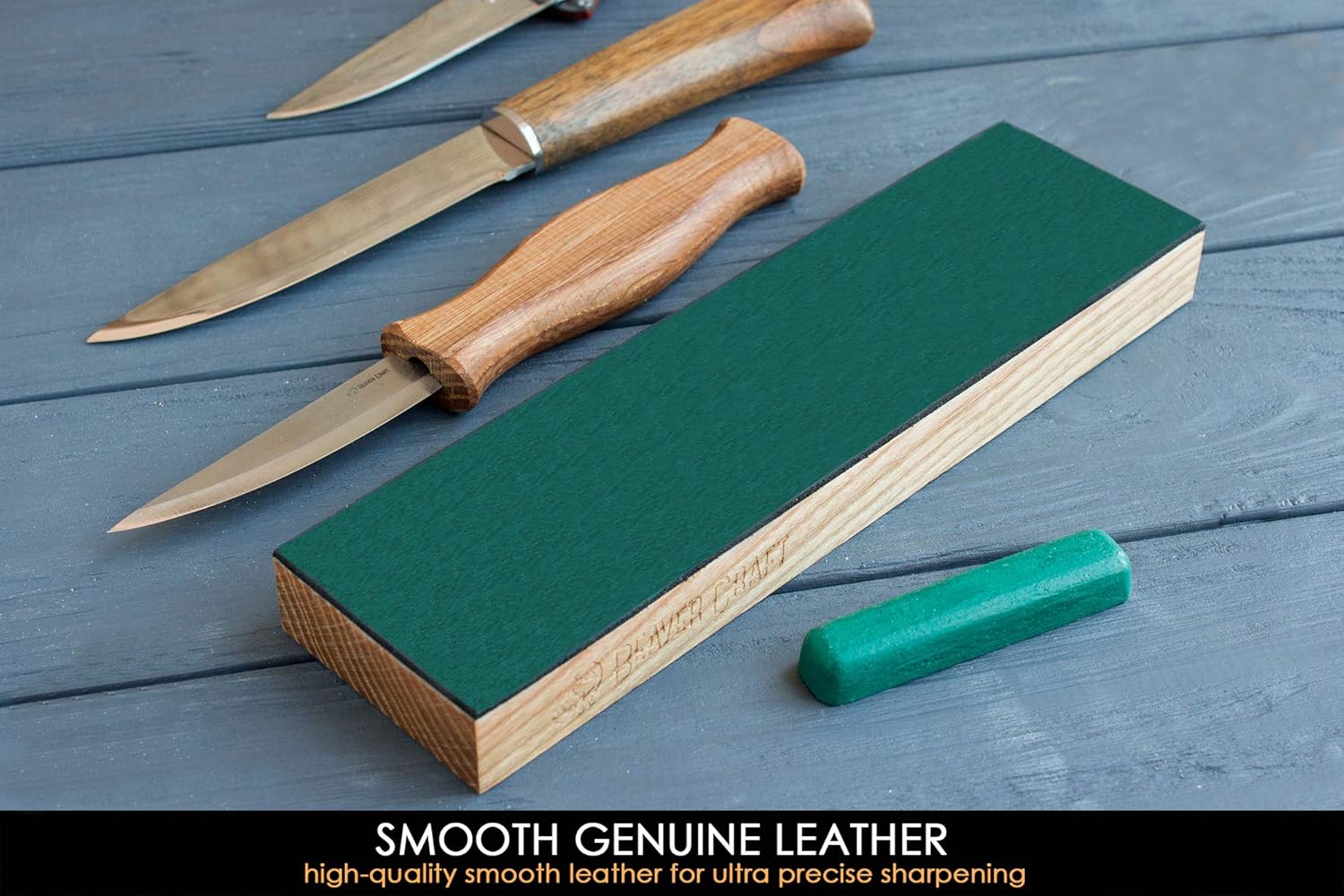 BeaverCraft Leather Strop for Knife Sharpening, Stropping Leather with Polishing Compound - Image 3