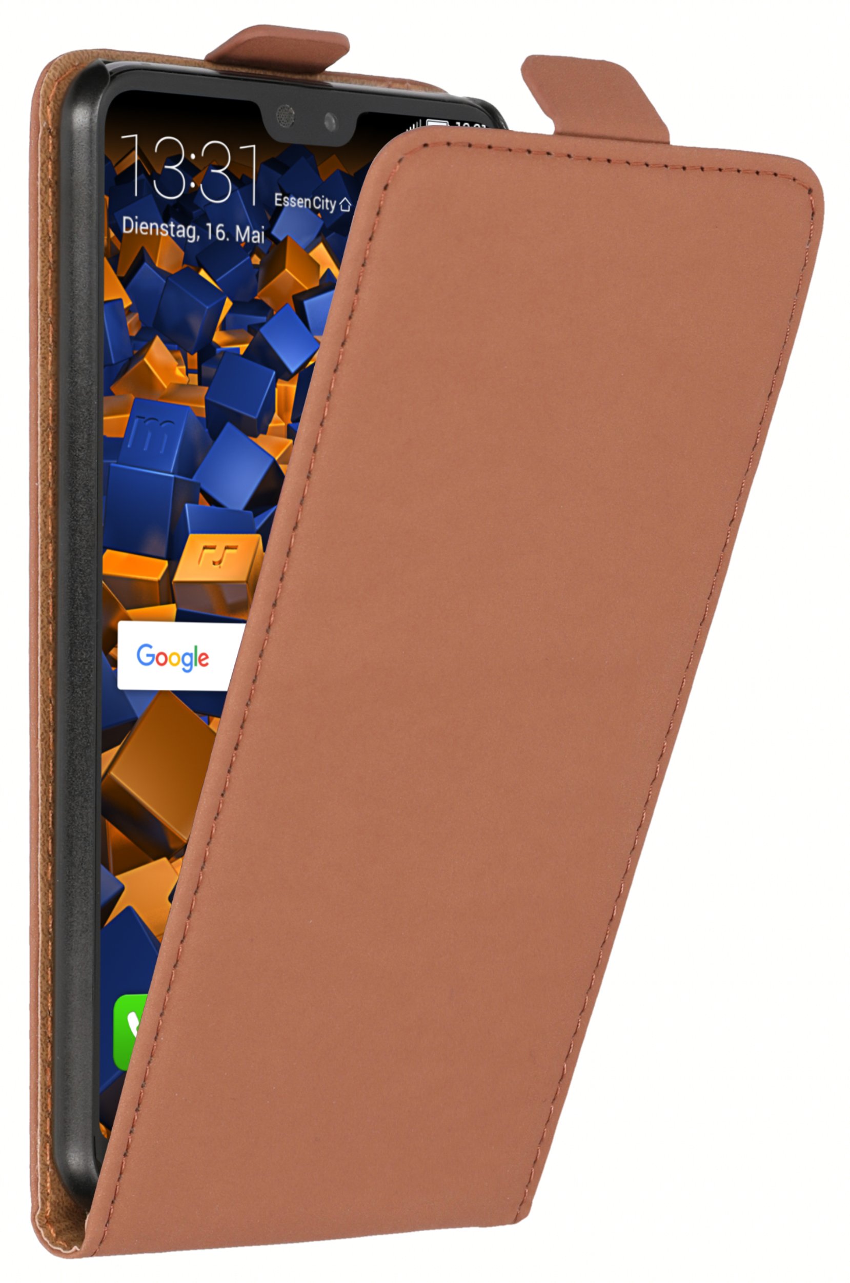 mumbi Flip Case Compatible with Huawei P20 Pro Brown