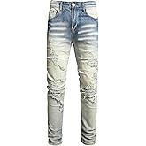 Liuhond Men's Ripped Straight Holes Stretchy Jeans