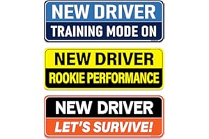 HEY-OKEY 3-Pack New Driver Magnet for Car - Please Be Patient Funny Phrases Reflective Magnetic Rookie Bumper Sticker Set - Reusable Strong Student Safety Bold Attention Signs - Weather-Resistant