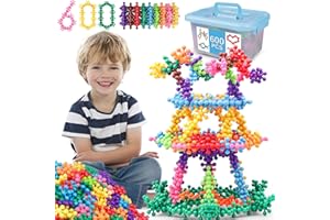 NEOACT 600 PCS Building Blocks Connect Toys,Interlocking Solid Plastic Educational Toys Sets for Preschool Kids Boys and Girls Aged 3+, Promote Fine Motor Skills and Sensory Development.