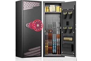 Bonusall 10-12 Rifle Gun Safe,Gun Safe for Rifles and Pistols,Gun Cabinet for Shotgun,Home Gun Safes & Cabinets with Removable Shelf,Pockets,Flaged Design